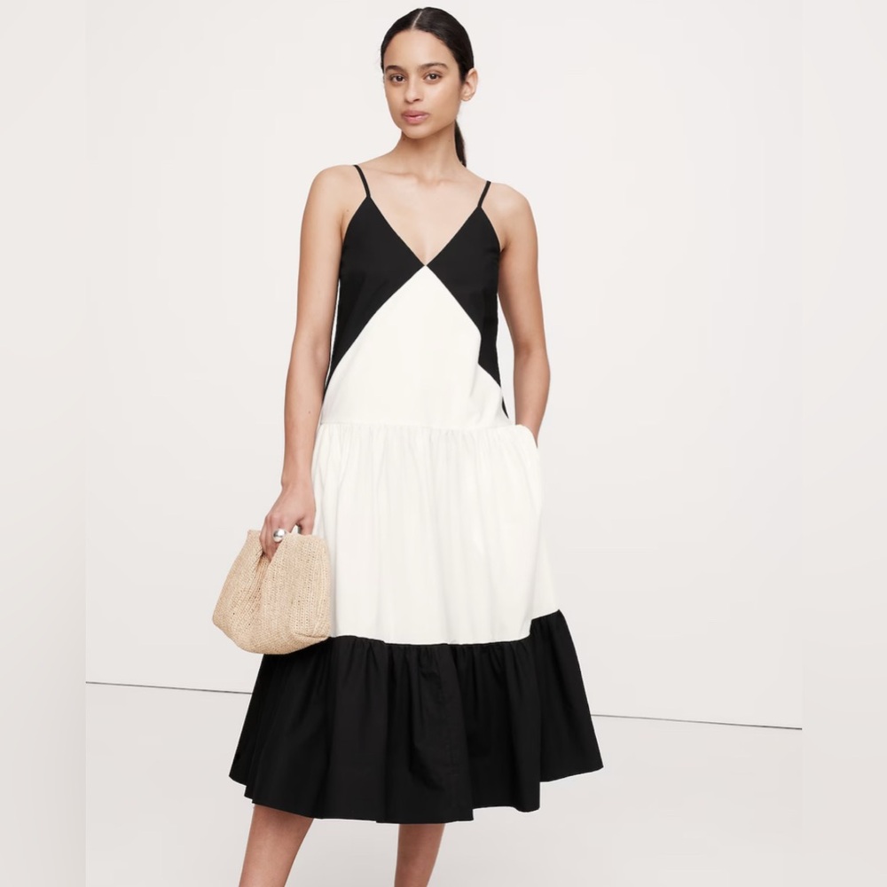 NWT Banana Republic COTTON POPLIN TIERED MIDI DRESS